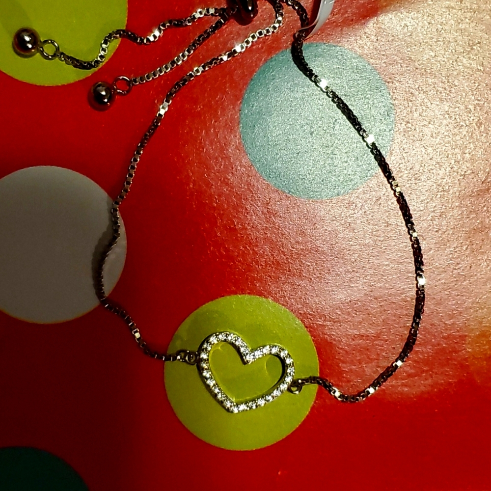 Sterling silver 925 impntd Diamond Heart Bracelet